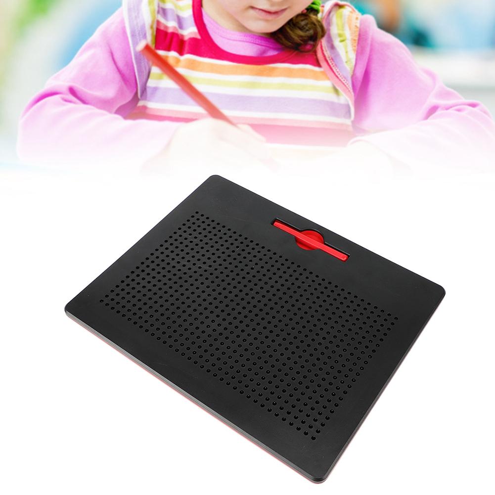 714pcs Magnetic Beads Drawing Writing Pad Sketch Board with Pen Kids Educational Toys (Red)