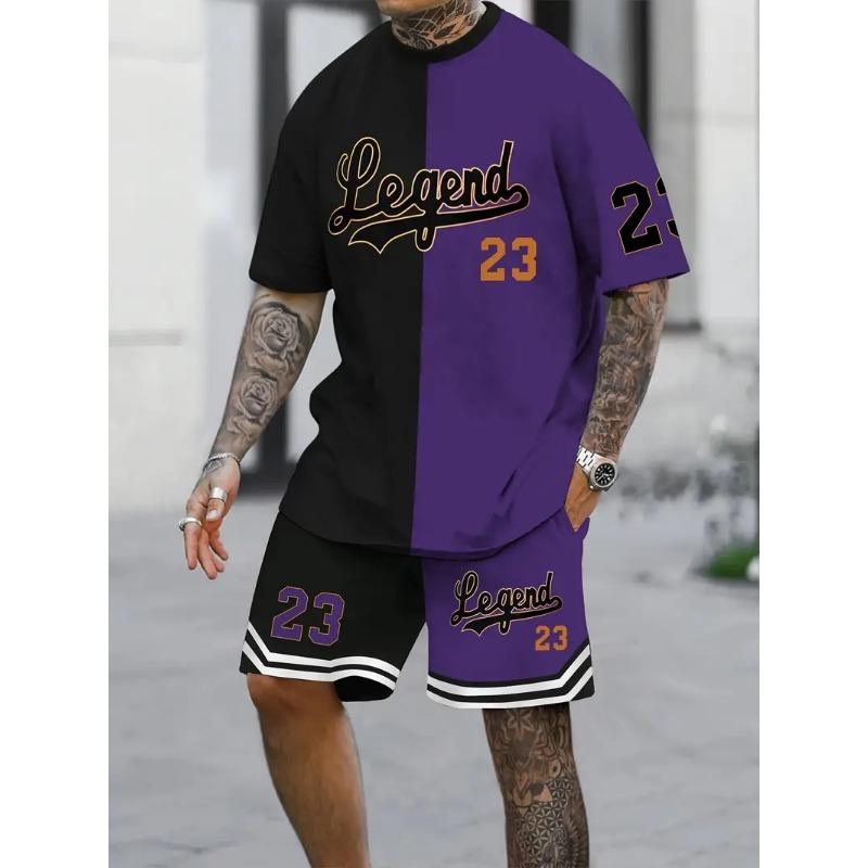Neues Herren 3D-gedrucktes T-Shirt Set Harajuku Mode T-Shirt Kurzarm + Shorts Zwei Sets Übergröße Freizeit Sportanzug