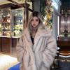 Fur jacket women's autumn and winter thickened warm medium and long imitation fox fur jacket lapel fur