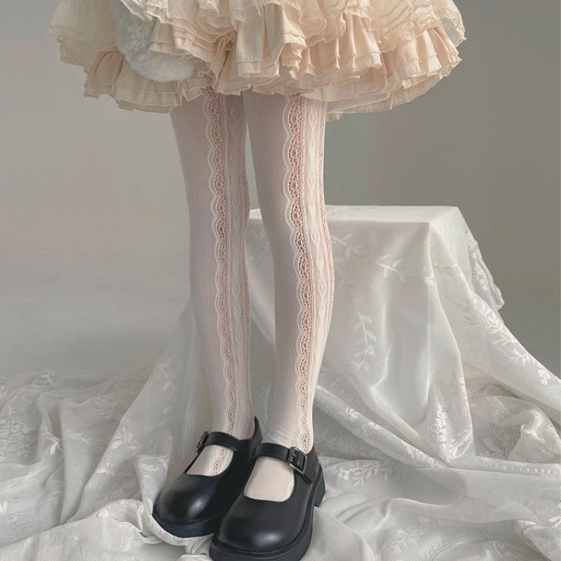 Autumn Sweet Tights Lolita Style Girls Pantyhose Spring Fall Cotton Knit Infant Stocking Children Pantyhose Baby Tights 2-13years