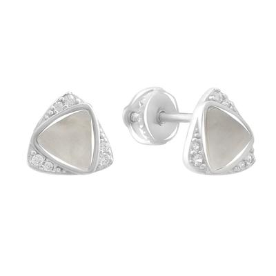 Boucles d'oreilles en argent avec nacre naturelle, zircons cubiques (2184676)