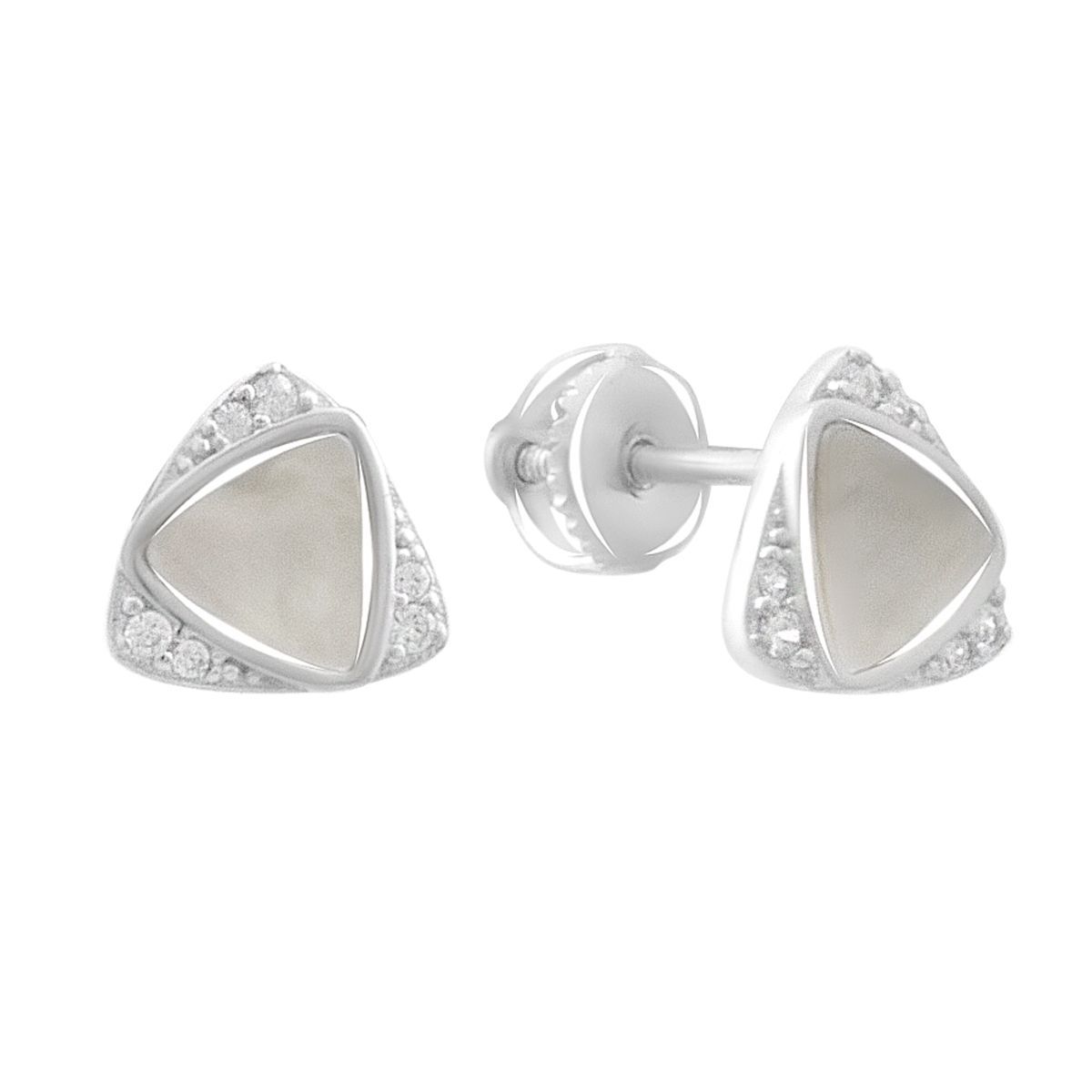 

Срібні сережки з блакитним кварцом і фіанітами. (2184676) білий