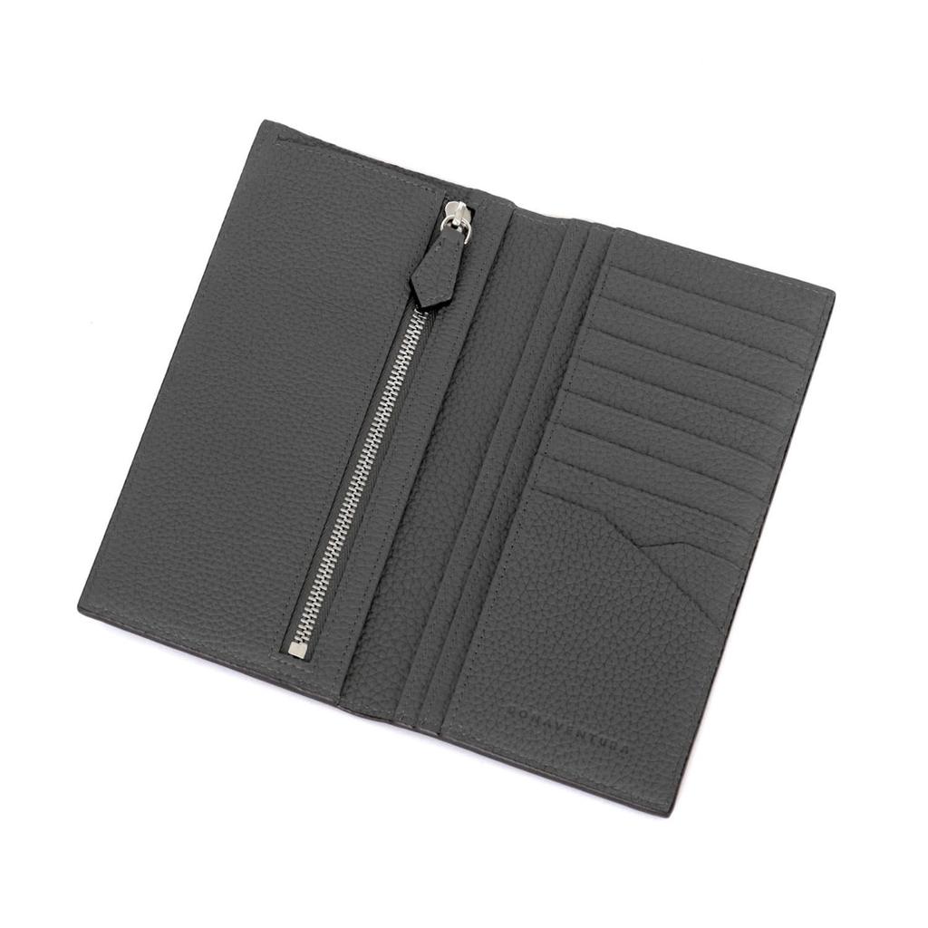BONAVENTURA Long Wallet Made with the finest European Minimalist genuine A perfect (Charcoal Gray) - leather. design, thin, leather. gift. BWAT12-CG