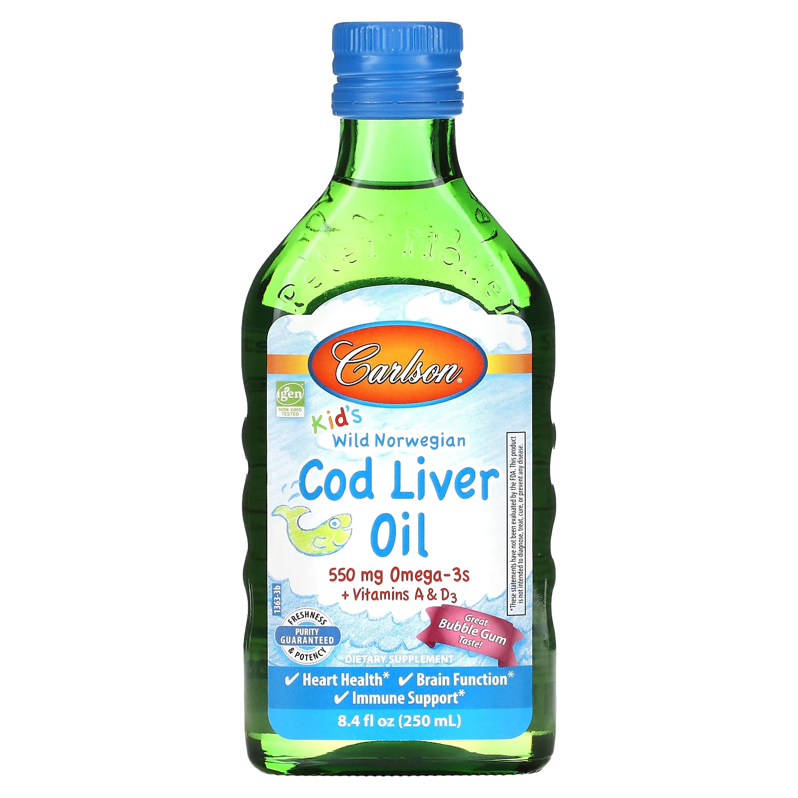 

Carlson, Children s, Norwegian Wild Cod Liver Oil, Bubble Gum Flavor, 8.4 fl oz (250 ml)