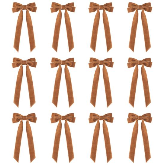 12Pcs Christmas Velvet Bows Rustic Vintage Velvet Ribbon Bows for DIY Crafts Gift Wrapping Tree Garland Wreath Xmas Decoration