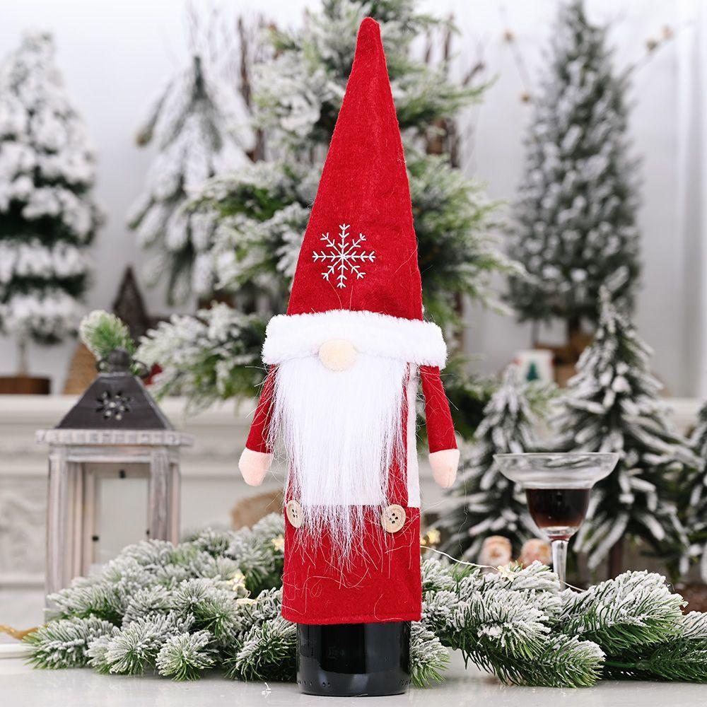 Party Table Decor Xmas Gift Santa Claus Wine Bottle Cover Bottle Dress Up Christmas Ornaments