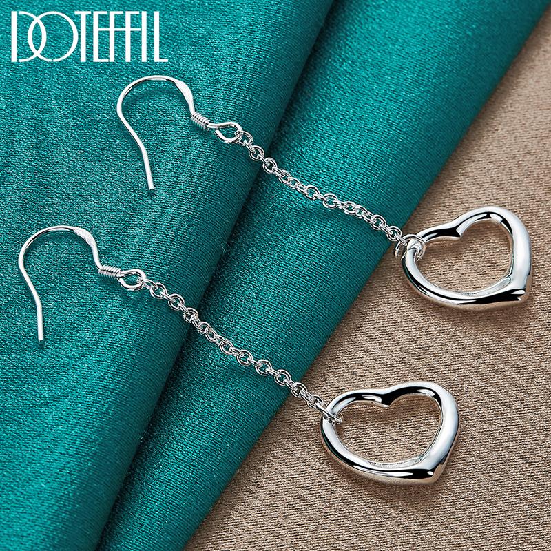 Romantic Heart Earrings Gift Silver Color Charming Party Jewelry