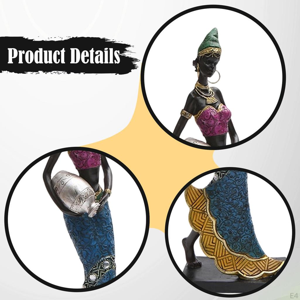 African Art Sculpture Aesthetic Ornament Statue Tribal Lady Figurine for Housewarming
