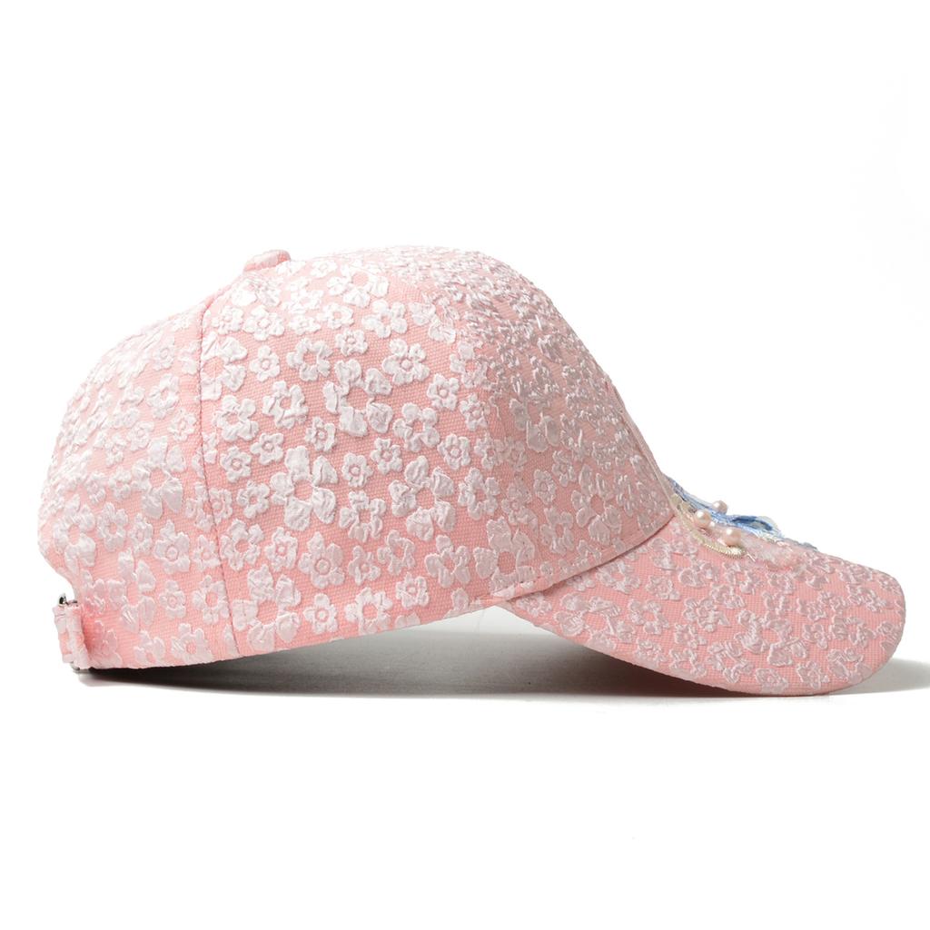 Northwood Pressed Pleated Bubble Floral Baseball Cap Women's Lace Beaded Flower Sunscreen Hats Sunshade Breathable Cap for Women