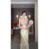 Summer double version new Chinese style jacquard embroidery suspender casual temperament high-end jumpsuit cheongsam long skirt