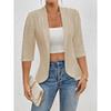 Fashionable Four-Season Casual Commute Hollow out Solid Open Front Jacket Outerwear for Everyday Use