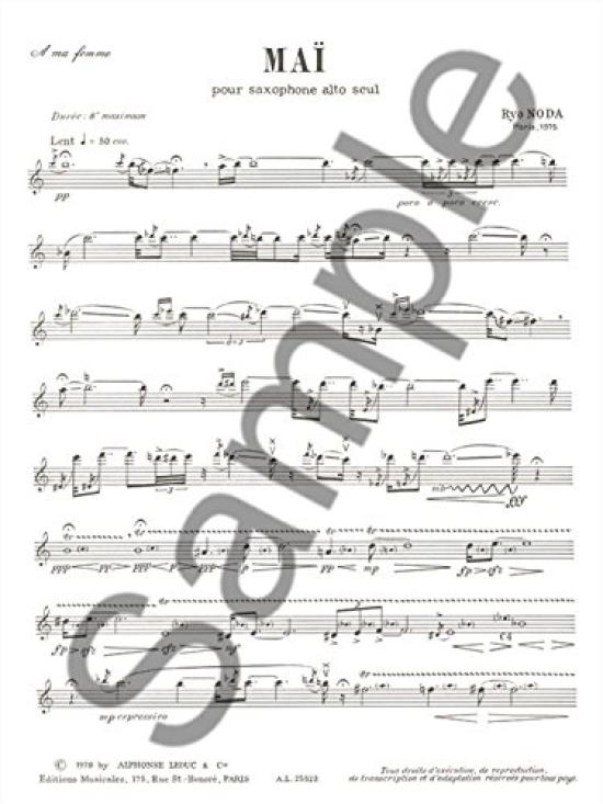 Alphonse Leduc Ryo Mai Leduc Publishing Wittner, Noda (Saxophone Solo),