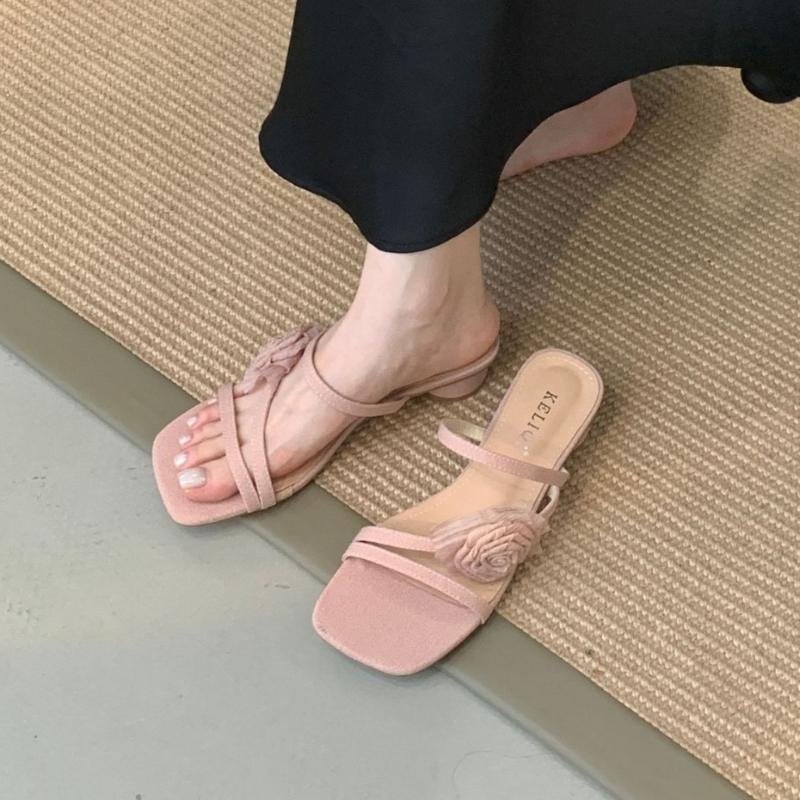 Fashion Elegant Bow Design Brand Slippers Women Fashion Square Toe Narrow Band Slide Sandals Sexy Open Toe Beach Sandals Sandalias Mujer