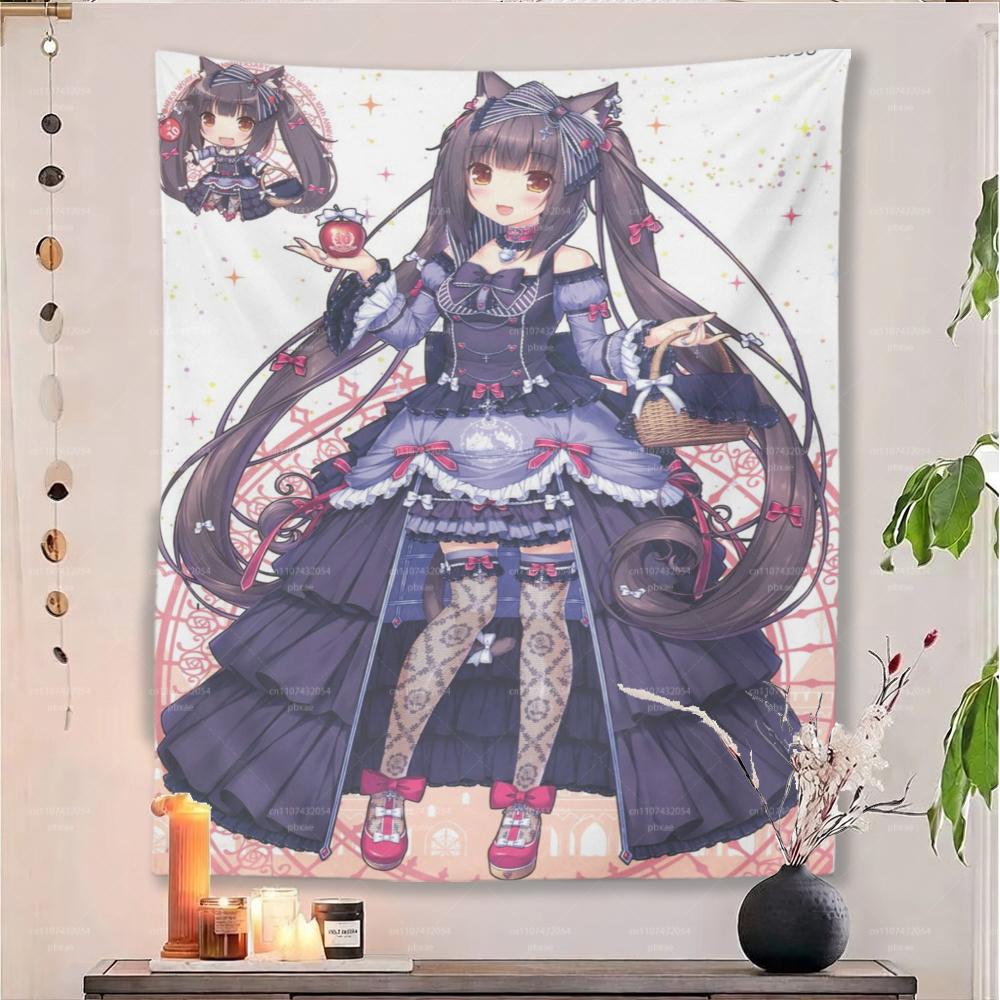 NNekopara Anime Tapestry Vertical  Wall Hanging for Dorm Bedroom Art Decor