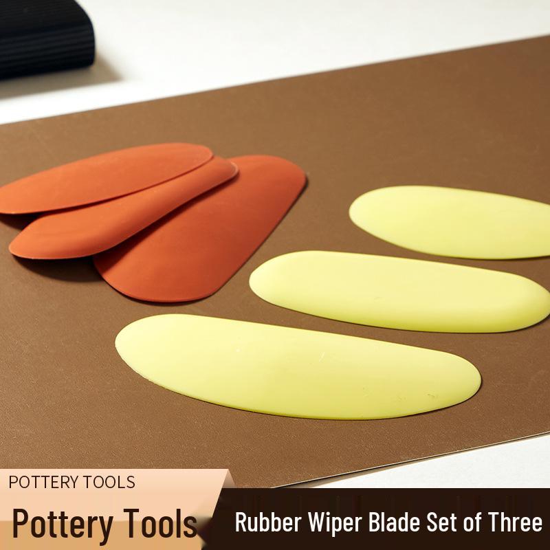 3-Piece Oval Silicone Scraper Set for Pottery, Sculpture, and DIY Art.