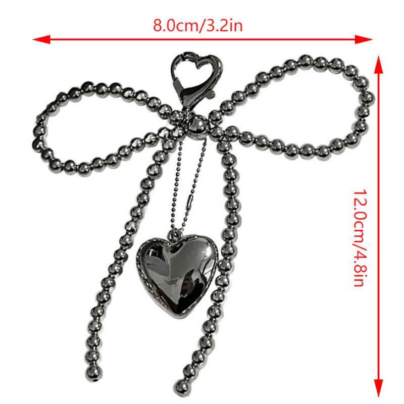 Perlový přívěsek Srdce Přívěsek na klíče Korálkový přívěšek na telefon Odnímatelné mašle Přívěšek na telefon Ručně vyráběný přívěsek na klíče Šperky do kabelky