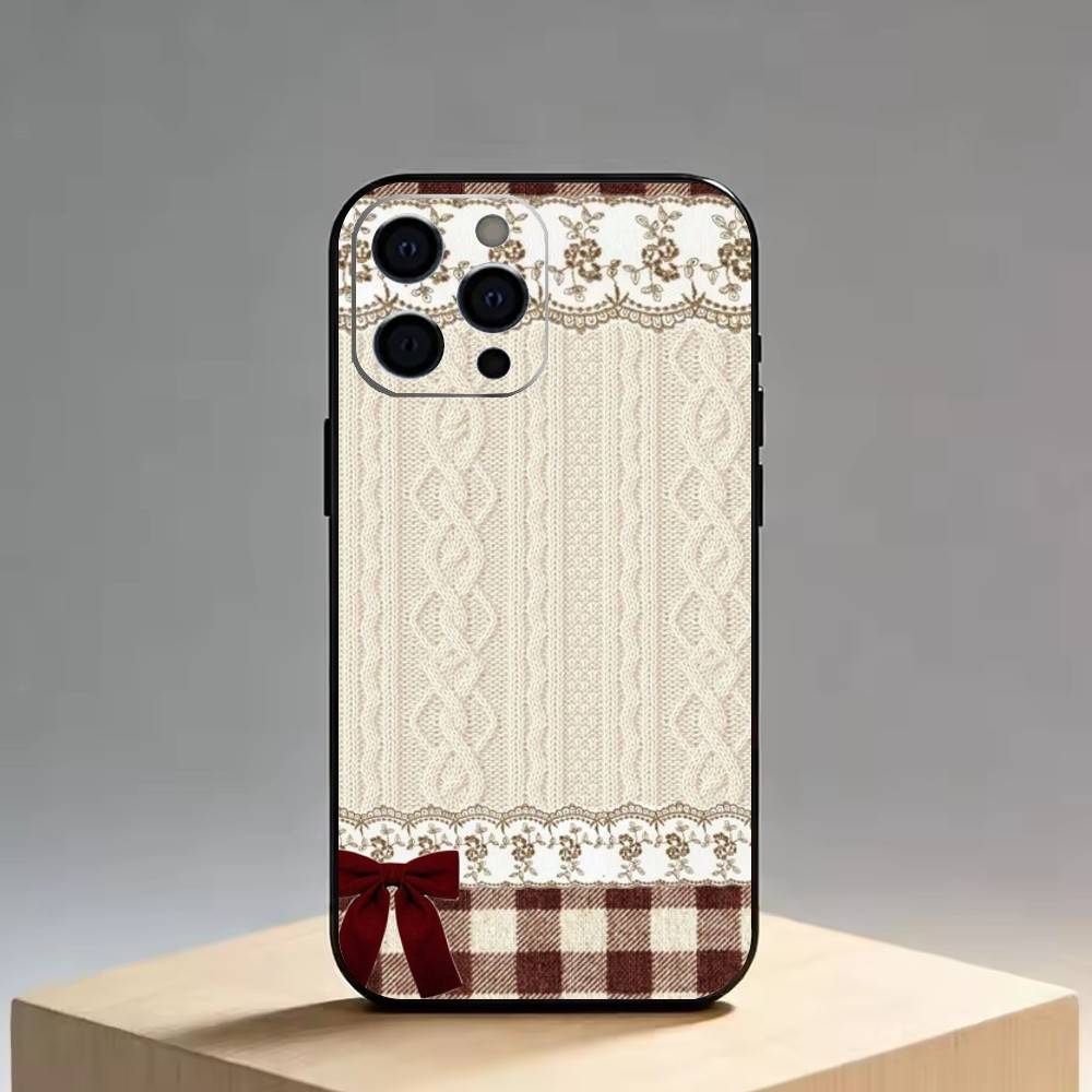 

Lace patchwork grid Phone Case Silicone Soft For IPhone 17 16 15 14 13 12 11 X XR Plus Pro Max Plus iPhone17PRO