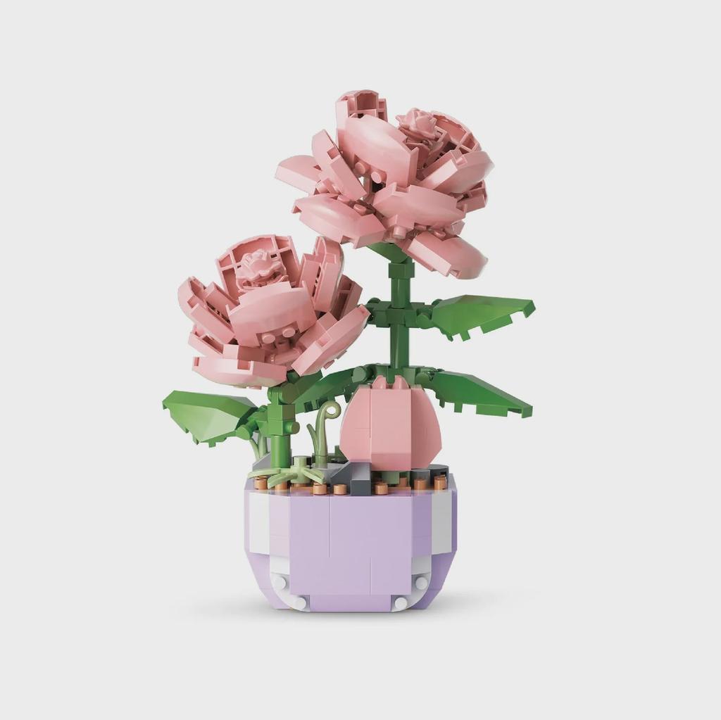 Compatible with Lego Potted Flower Blocks: Succulent & Rose Office Desk Ornaments for Kids' Assembly