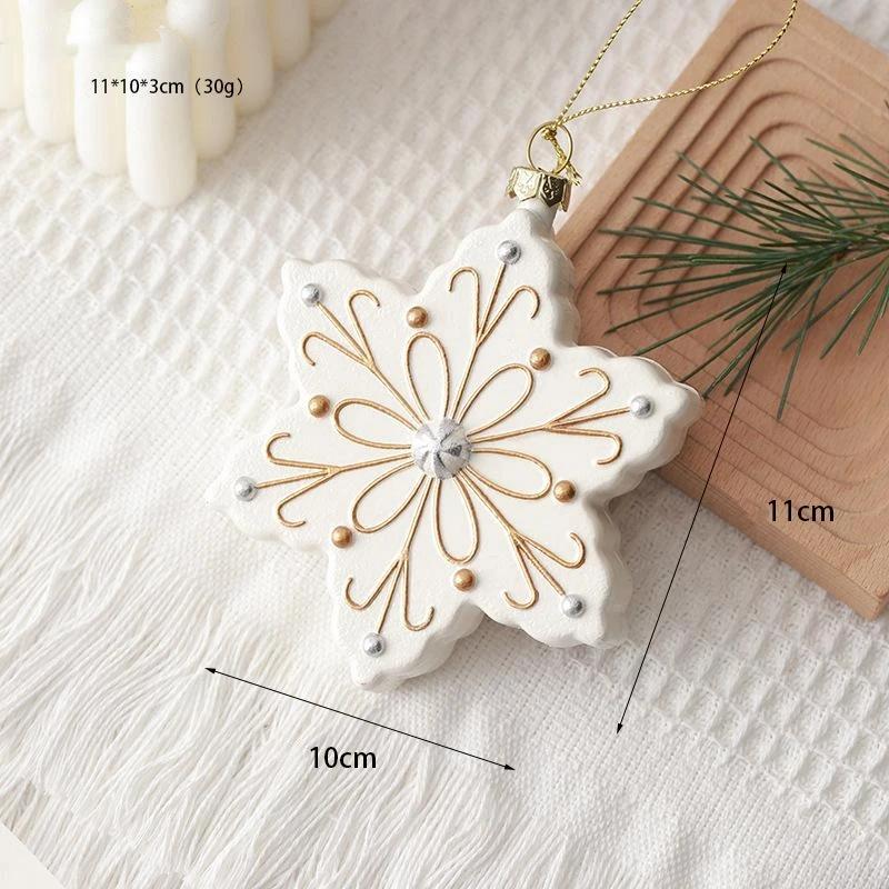 White Christmas Tree Decorations Wreath Snowflake Hanging Pendants Festival Winter Wonderland Ornaments Party Scene Props