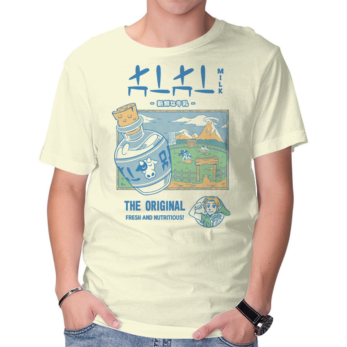 Unisex Crew Neck T-Shirt Drink Fresh Graphic Short Sleeve Casual Tee M