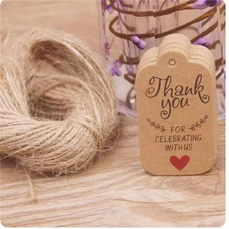 100PCS 20 meter rope cowhide gift label, thank you paper gift, New Year's Halloween label, party decoration