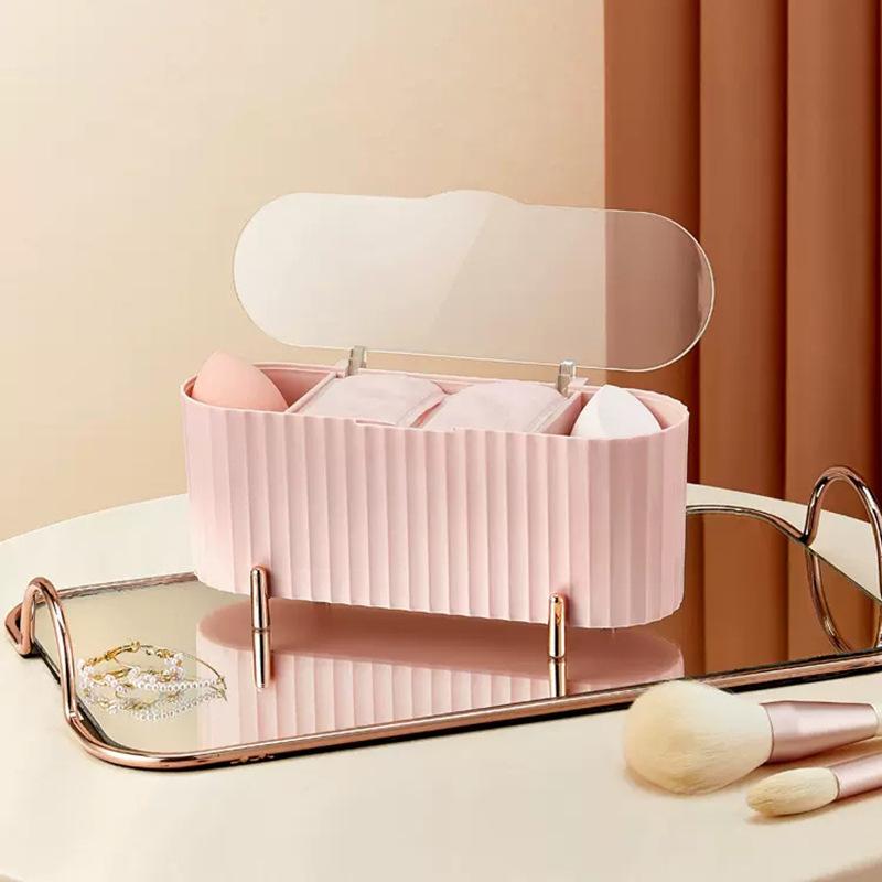 Organizer na waciki pojemnik na waciki przezroczysty pudełko na waciki do demakijażu z pokrywką pyłoszczelny na biurko do makijażu