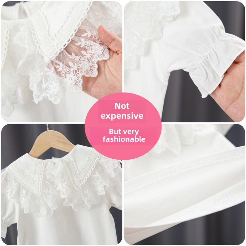 Girls' Fashionable Short-Sleeve Doll Collar Pure Cotton T-Shirt - Summer Trendy Tee for Ages 6+