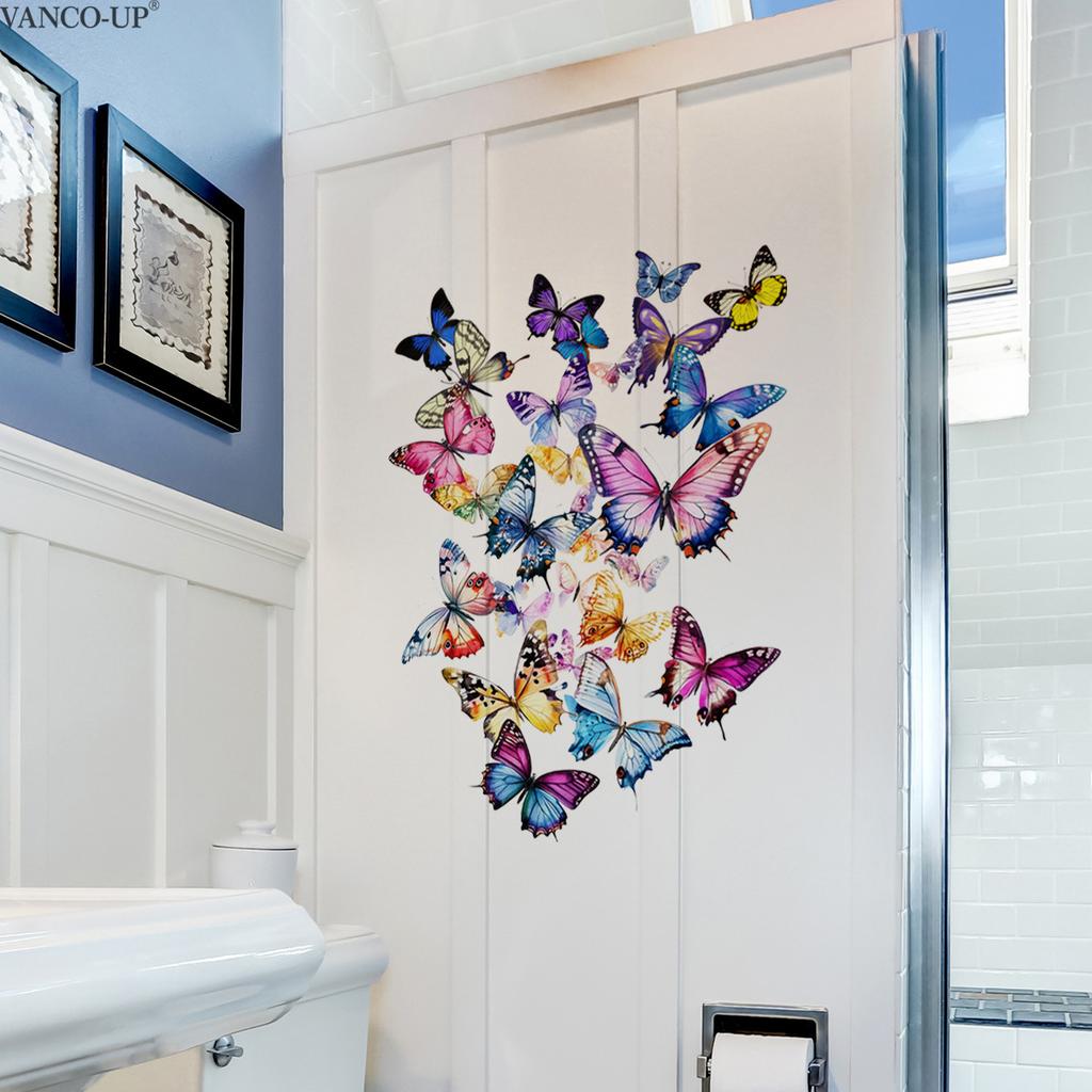 Colorful Simple Butterfly Creative Wall Stickers, Self-Adhesive Decor for Bedroom Living Room Background Decoration