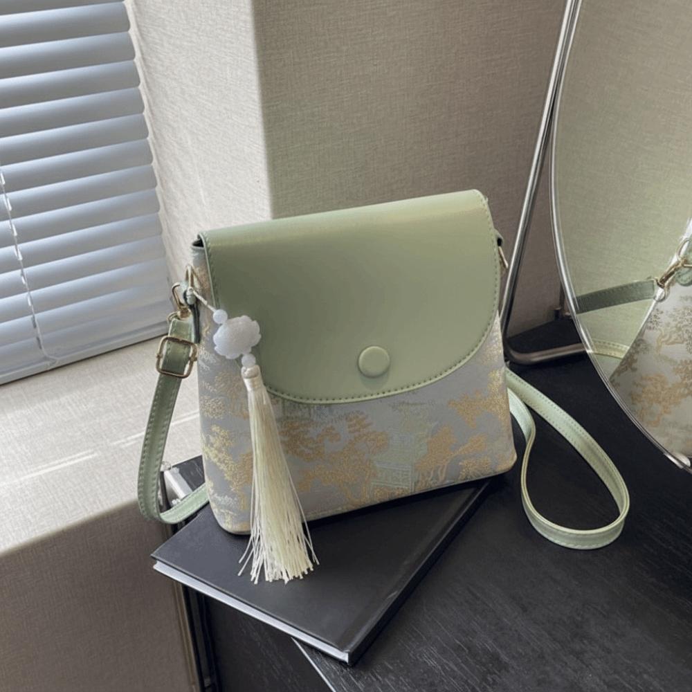 Versatile Chinese Style Crossbody Bag PU Leather Cheongsam Bag Embroidered Purses  Shopping