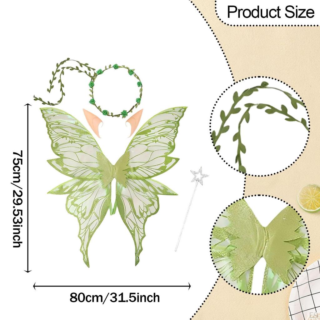 Fairy Wings Adult Kids Decoration Elf Wreath Headdress Props Butterfly Costumes