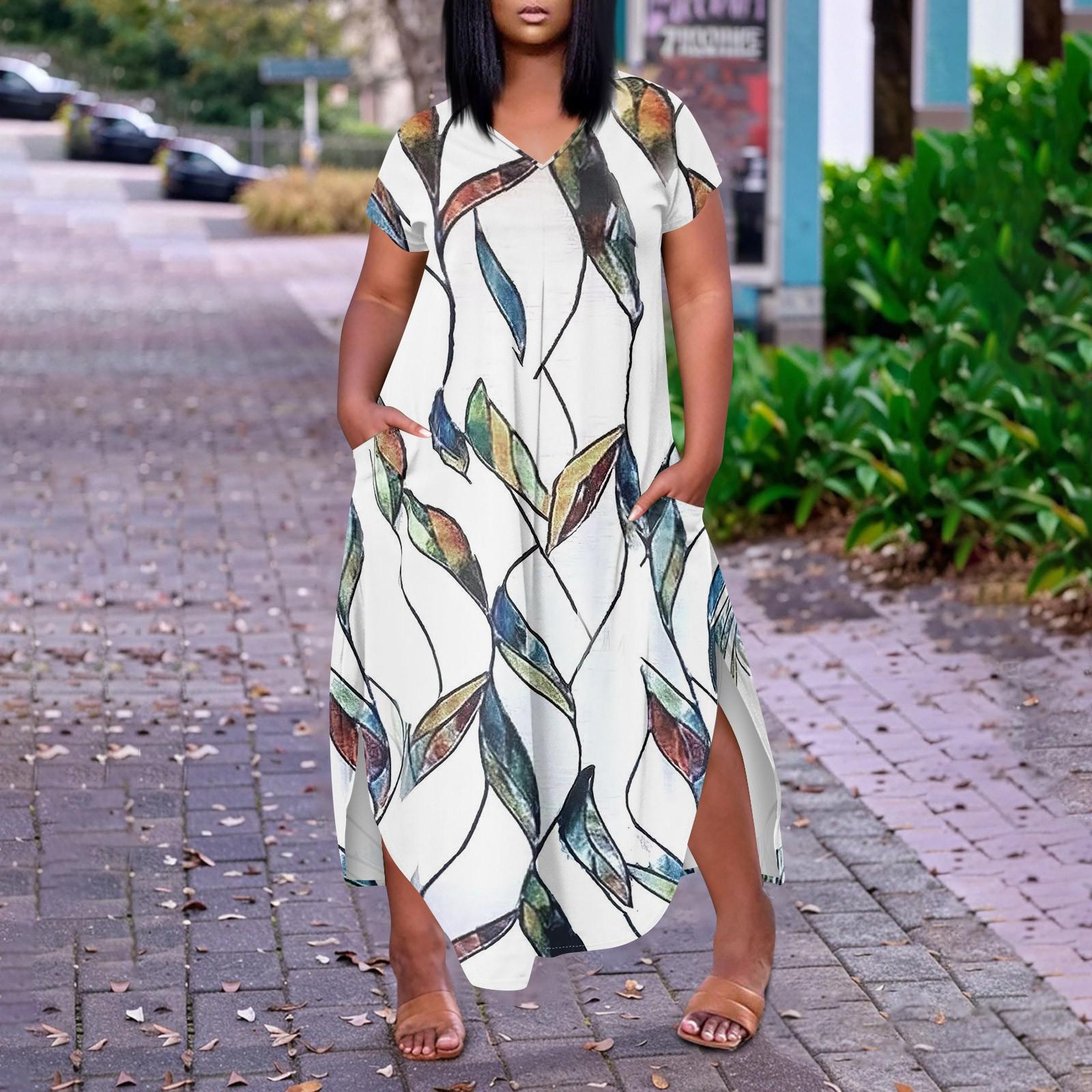 

Женское повседневное платье с коротким рукавом и круглым вырезом больших размеров Temperament XXXL