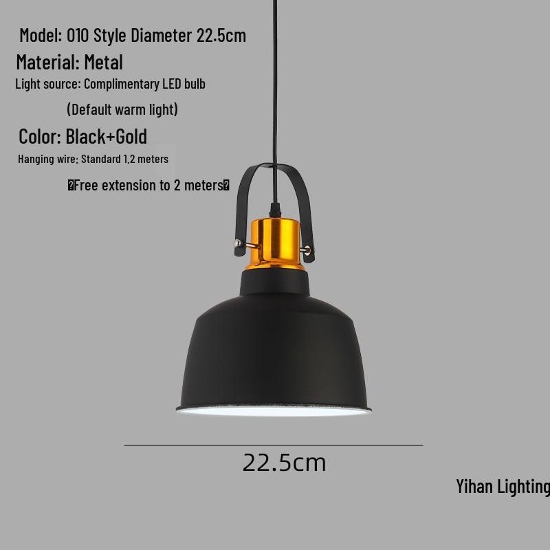 Modern Nordic Single-Head Pendant Light for Hotels, Bars, and Restaurants - Industrial Retro Style Lampshade.