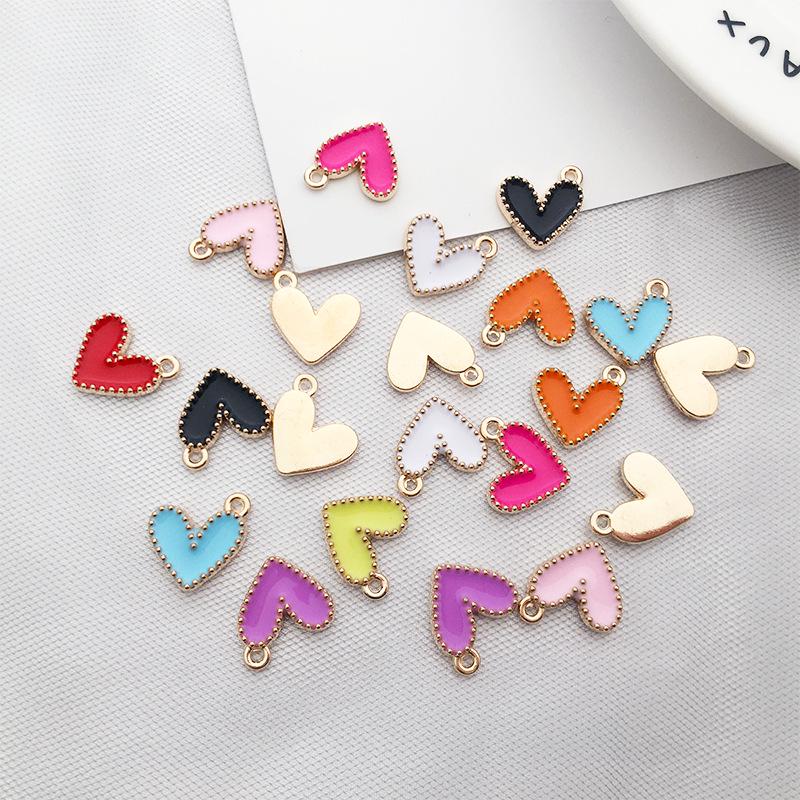 90 pezzi/confezione Ciondoli in Lega a Goccia d'Olio a Forma di Cuore per Gioielli Fai-da-Te Stile Coreano e Braccialetti in Oro K.