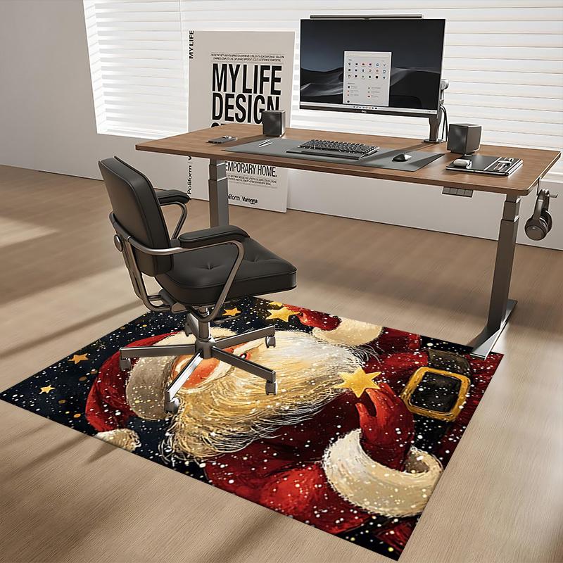 Christmas Santa Claus Chair Mat - Anime Cartoon Design, Non-Slip Carpet for Office, Home Decor, Living Room, Bedroom, Gaming Room & Dormitory.R077