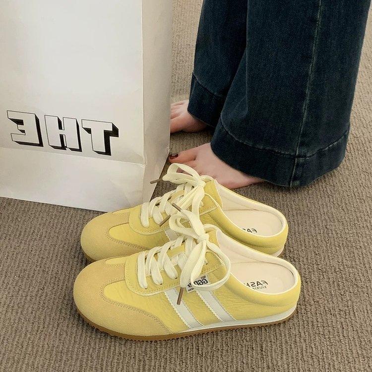 Baotou slippers women's summer wear new shoes half drag white shoes one pedal casual shoes