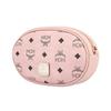 MCM Pink Visetos Leather Oval Crossbody Camera Bag with Silver Hardware for Daily Use