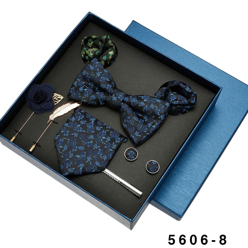 Men's Formal Tie & Pocket Square Eight-Piece Gift Set - High-End Wedding & Business 