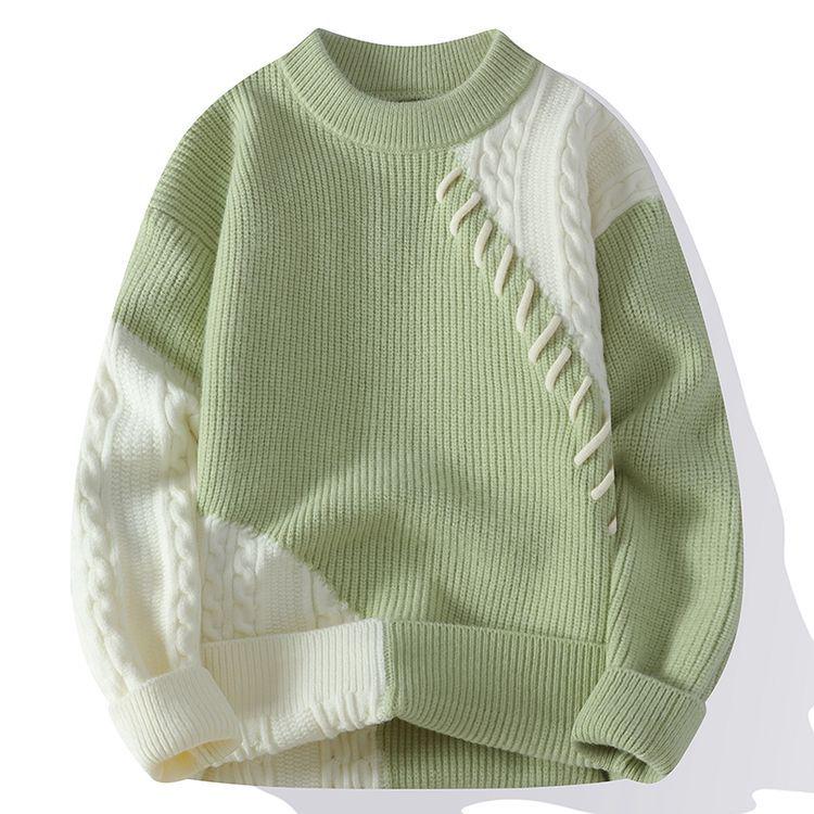 

Men s Autumn/Winter Round Neck Printed Knit Sweater Base Layer M