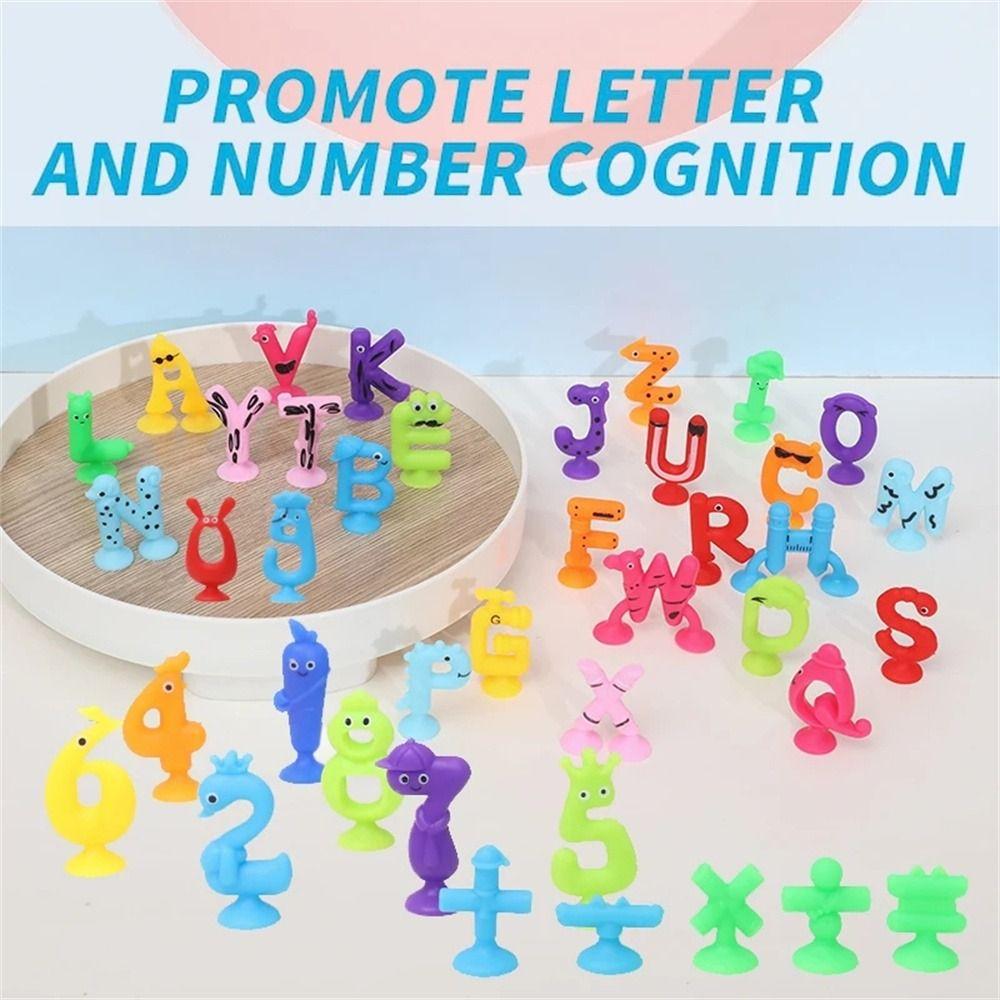Multicoloured Sucker Toys Numbers Letters Suction Building Blocks Suction Cup Toys  For Toddlers