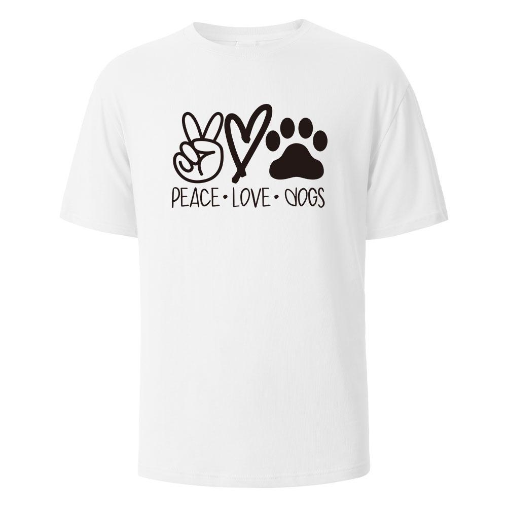 

Mens Printed TShirt Peace Love Dogs Streetwear 100Cotton Tops For Men Women Summer Breathable ShortSleeved Oneck Basic Tees S