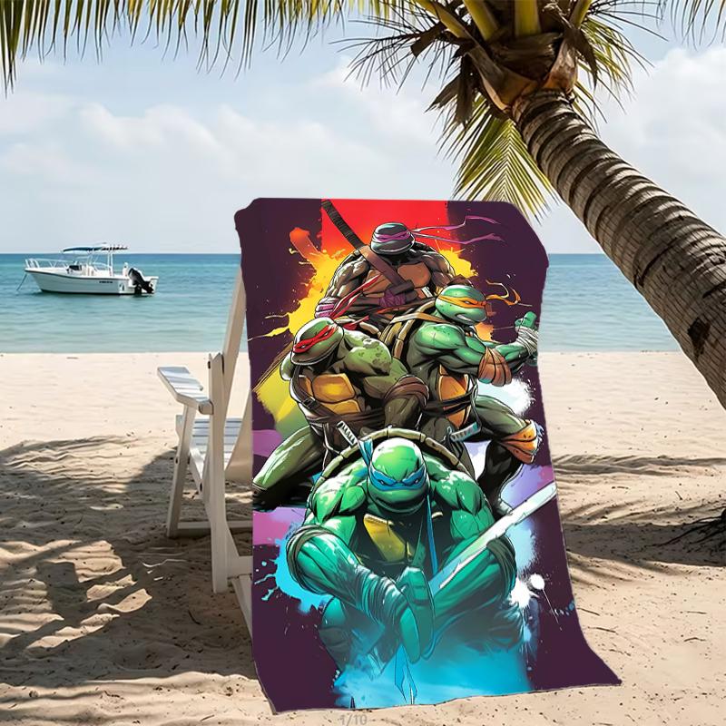 Beach Towel with Teenage Mutant Ninja Turtles Pattern - soft,absorbent,machine washable Lightweight&Modern,swimming,Travel Essentials