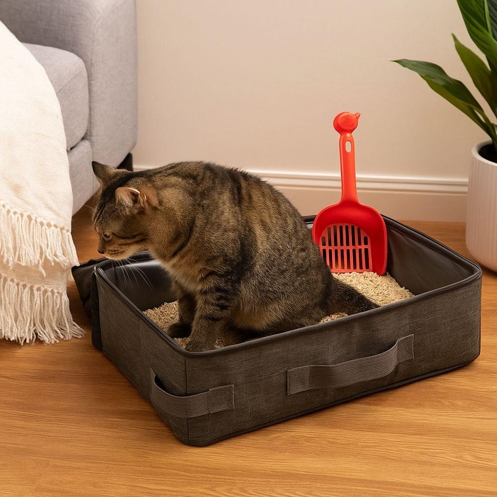 Waterproof Portable Pet Toilet Oxford Cloth Mobile Cat Toilet Foldable Cat Litter Box  Going Out