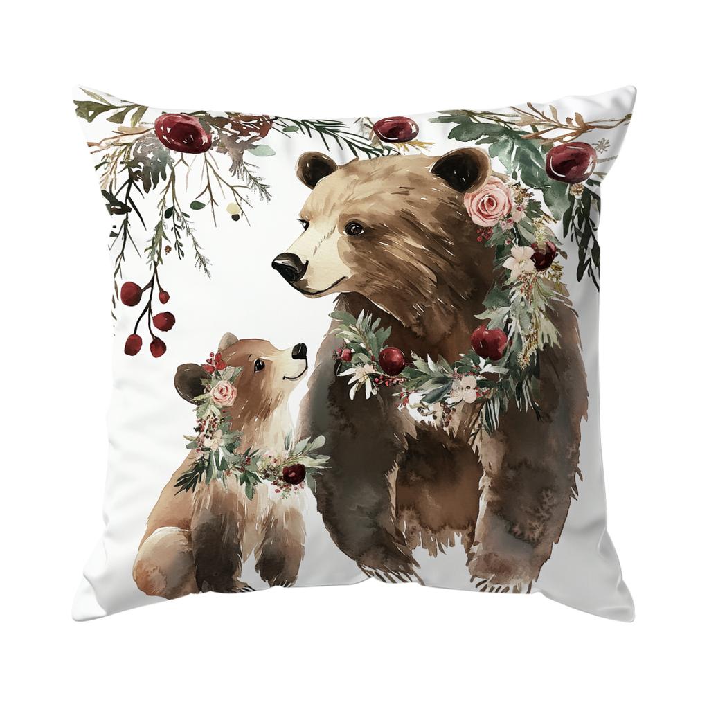Watercolor Christmas Decor Pillowcase Printed Polyester 45x45cm Throw Pillowcover Decorative Sofa Cushion Pillowslip Home Decor