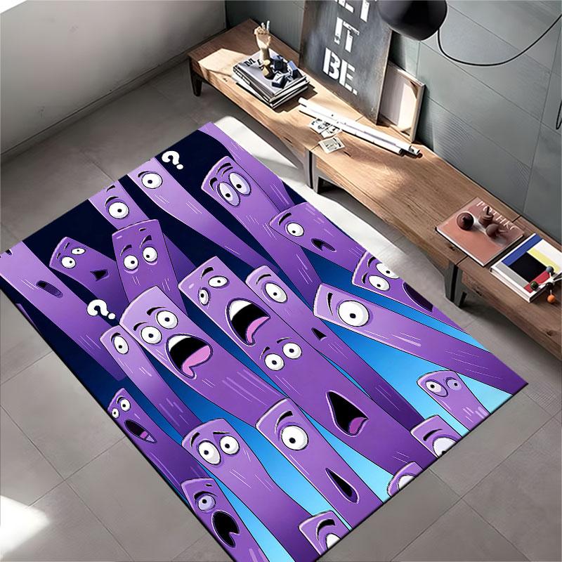 "Purple Cartoon Faces Carpet" suitable as a non-slip mat for the living room or bedroom sofa