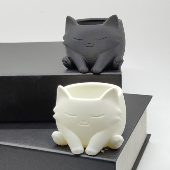 Yousheng 3D Printed Cat Planter Pot Indoor Outdoor Animal Shape Succulents Herb Plants Flower Pot Container Home Balcony Garden Decoration