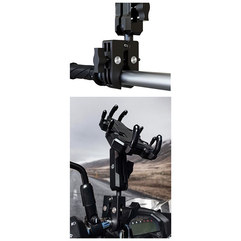 N91R-Camera Clamp Mount Super Clamp Adapter Double Head Multifunction Holder For Motorcycle Bicycle Camera Mounts