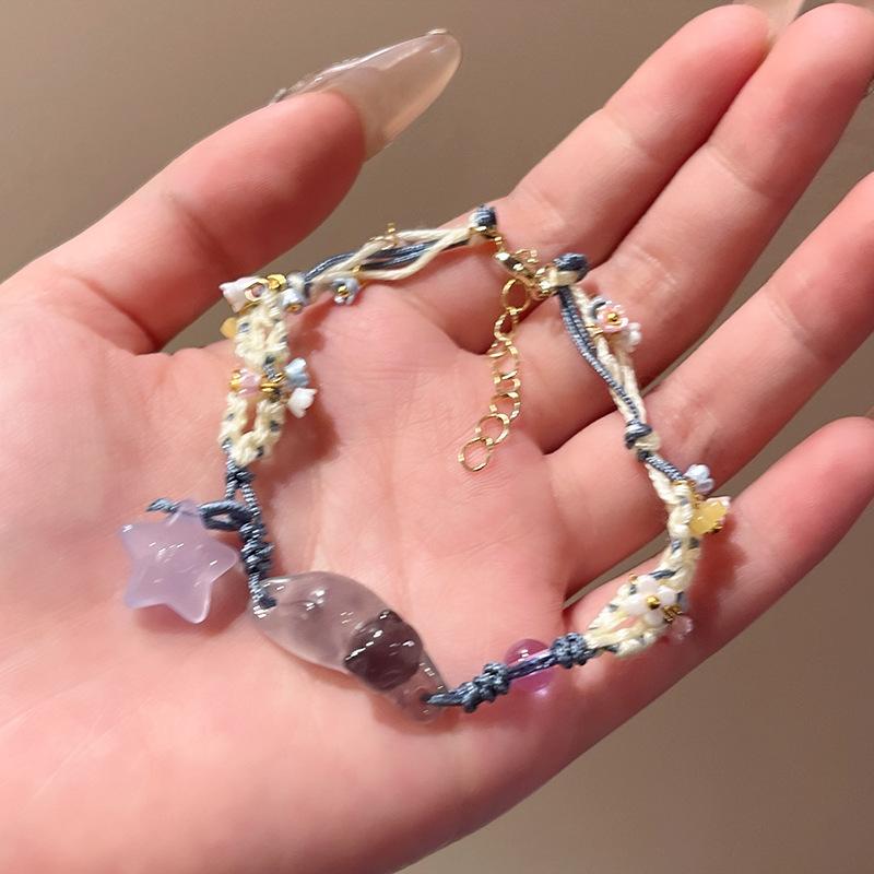 Osmanthus Cat Little Star Cat Weaving Bracelet Versatile Bracelet Best Friend'S Hand Rope Stackable Couple Jewelry