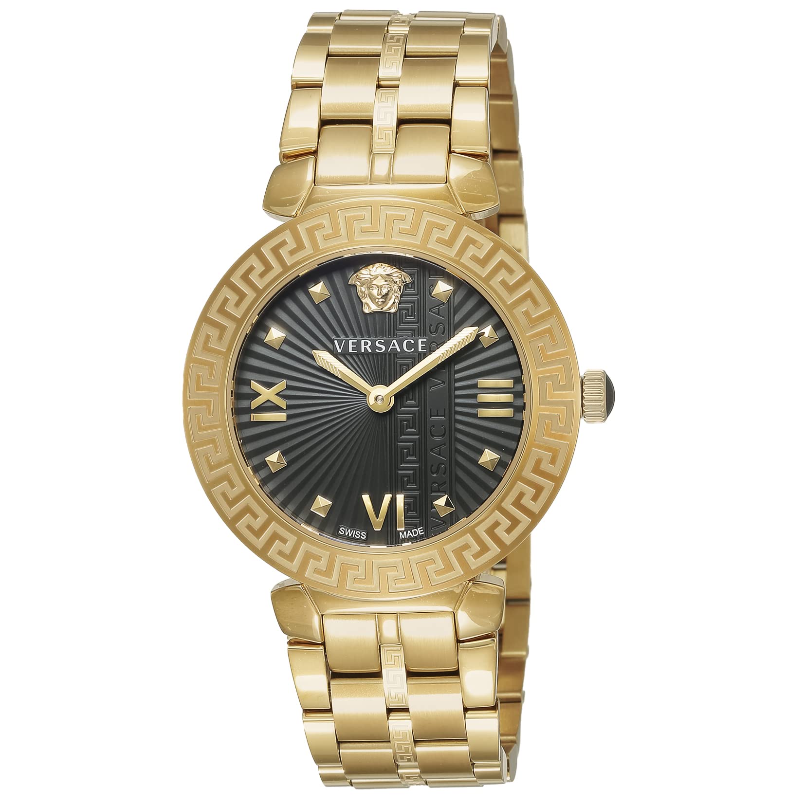 

Watch GRECA ICON Black Dial Stainless Steel Sapphire Glass Quartz 36MM Swiss Watch VEZ600521 Gold [Versace] Women s [Item] золотий