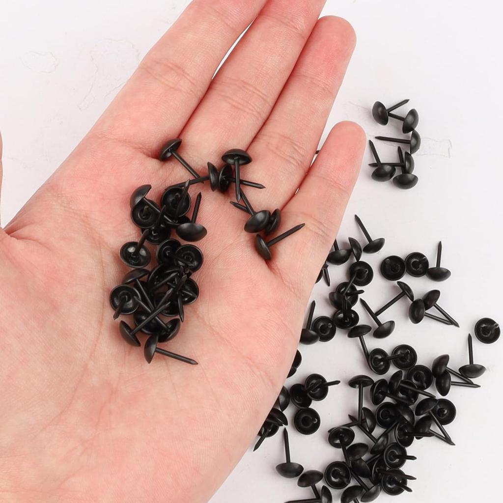 100Pcs Upholstery Tacks Black - 7x13mm Furniture Thumb Tacks - Metal Thumb Tack Round Head P Decorative Upholstery Nails for Cork Board DIY Projects