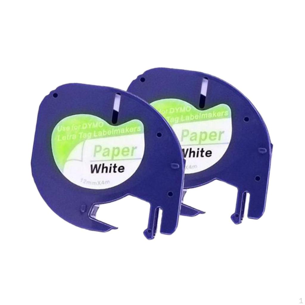 2 Pieces Label Maker Refills 12mmx4M Roll Tape Waterproof Labels Paper